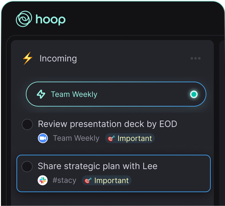 A screenshot of Hoop on mobile